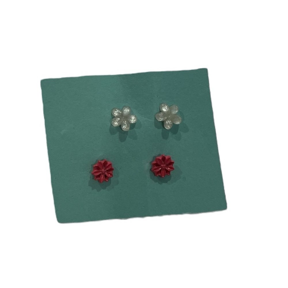 Set of Tiny Flower Earrings